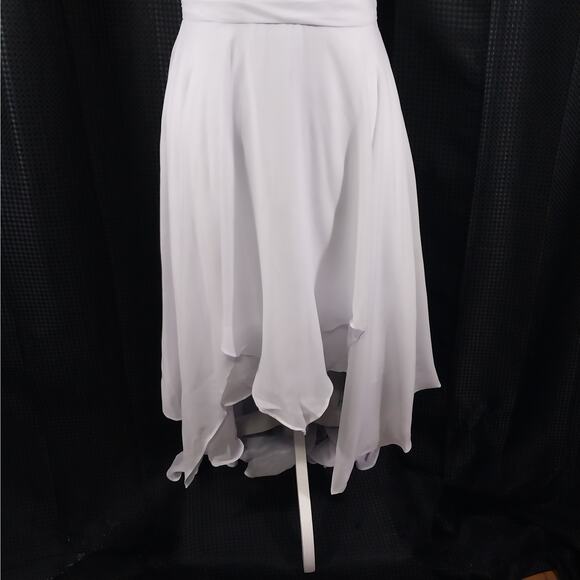 NWT! STUNNING PURE WHITE CHIFFON STRAPLESS GOWN! WEDDING, PROM! SZ XS - Picture 4 of 13